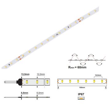 LED strip CC IP67 7,2W/M (24V) - 3000K (10M) CRI>90