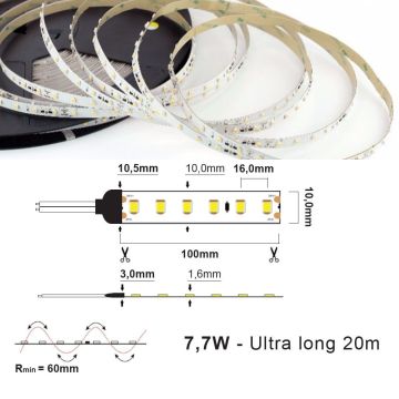 LED Strip 24V IP20 3000K 7,7W/m CC CRI>90, 20 meter pakke