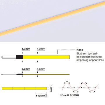 LED strip Light Line Super Narrow 10W/m 24V IP65 Nano - 2700K (2,5m)