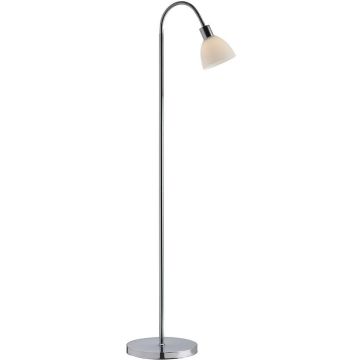 Ray gulvlampe, høyde 155 cm, Krom / Opalt glass