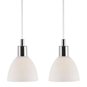 Ray takpendel, pakke med 2, diameter 12 cm, Krom / Opalhvitt glass