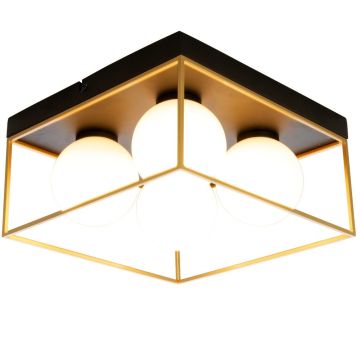 Astro taklampe, 28 x 28 cm, Sort / Gull / Opalhvit