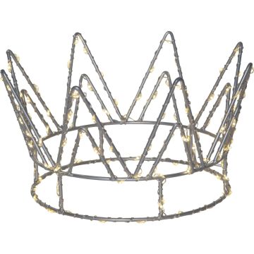 Crown borddekorasjon, 22 cm 120-lys for batteri, sølvfarget