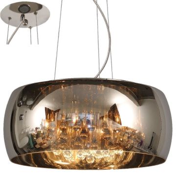 Pearl takpendel, diameter 50 cm, Røykfarget glass