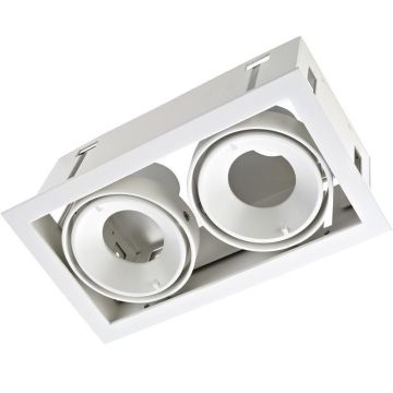 Multidir Evo S dobbel downlight, (inkl. GU10-sokler) med 40° tilt, Hvit, komplett pakkeløsning
