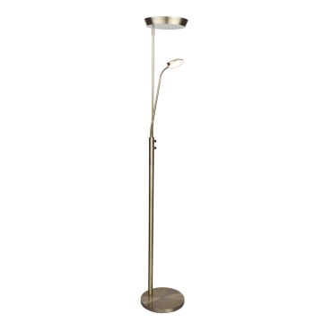 Vegas gulvlampe med Uplight, dimbar 20W+7W LED 3000K, Antikk messing
