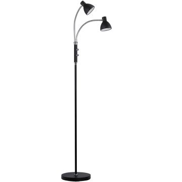 Hudson duo gulvlampe, høyde 120 cm, Sort / Krom