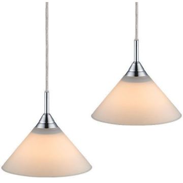 Skomaker takpendelsett (2 lamper), Opalhvitt glass, diameter 19 cm