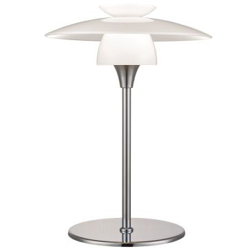Scandinavia bordlampe, høyde 29 cm, Krom / Opalhvitt glass