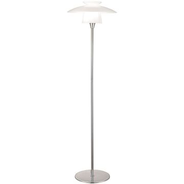 Scandinavia gulvlampe, høyde 146 cm, Krom / Opalhvitt glass