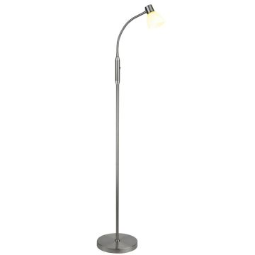 Hudson gulvlampe, høyde 120 cm, Opal glas / Børstet stål