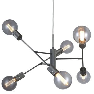 Halo 6 takpendel, Gun black, Justerbar, diameter 75 cm, 4 meter ledning
