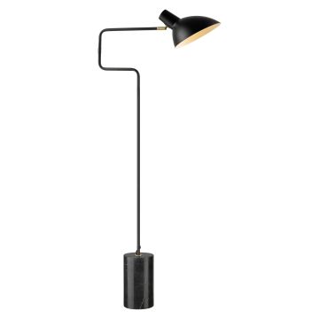 Metropole Deluxe gulvlampe med svingarm, lampefot i marmor, høyde 138 cm, Sort