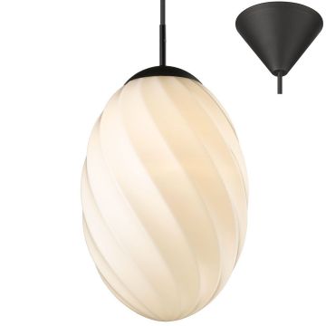 Twist Egg takpendel, diameter 25 cm, Opalhvit / Sort