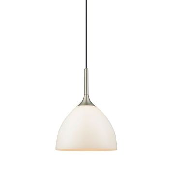 Bellevue glasspendel, diameter 24 cm, Opalt glass / Børstet aluminium