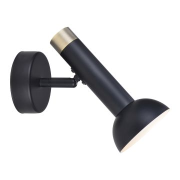 Torch vegglampe, høyde 16 cm, Sort / Antikk messing