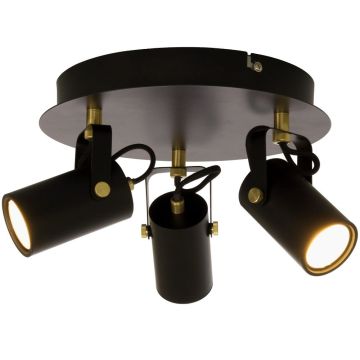 Cilindro 3 takspot, dimbar LED 3000K, Sort / Matt messing
