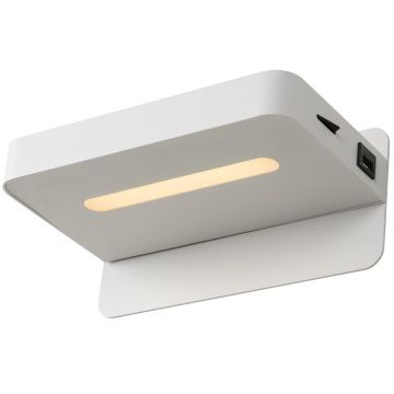 Atkin vegglampe med bryter for fast montering, 5W LED, USB-utgang