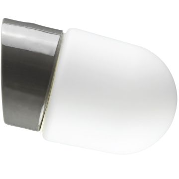 Contrast Fridhem vegglampe E27 IP54, fremspring 18 cm, Matt opalhvitt glass, Grå