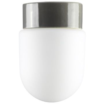 Contrast Fridhem taklampe IP54, høyde 18 cm, dimbar LED 3000K, Matt opalhvitt glass, Grå