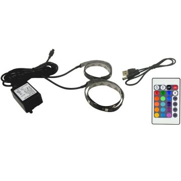 TV LED-strip for USB-tilkobling, 2 x 50 cm, RGB med fjernkontroll