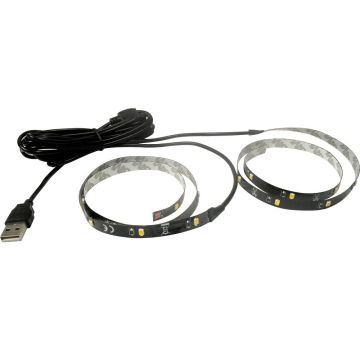 TV LED-strip for USB-tilkobling, 2 x 50 cm, varmhvit