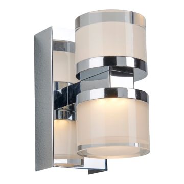 Selena 2 vegglampe, høyde 15 cm, dimbar 2x5 LED 3000K 900lm, Krom / Frostet glass