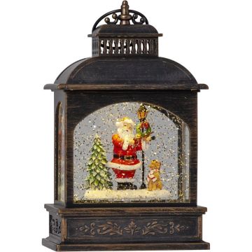 Vinter nisse i lykt, høyde 21 cm, for batteri, med timer