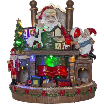 Merryville nisse ved pult, for batteri, med timer