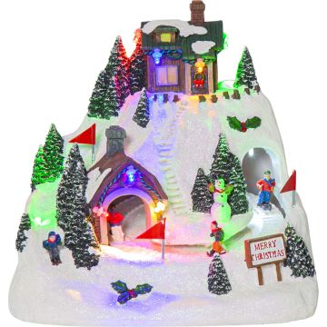 Alpville juleby skøytebane, høyde 20 cm, for batteri, med timer
