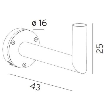 154 Veggfeste med arm til lampehode, Aluminiumsfarget (RAL9006)