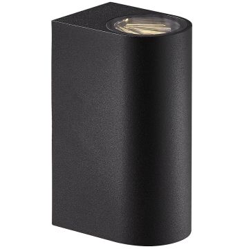Asbol Round vegglampe, 2x5W LED 3000K, valgfrie lysåpninger, Sort