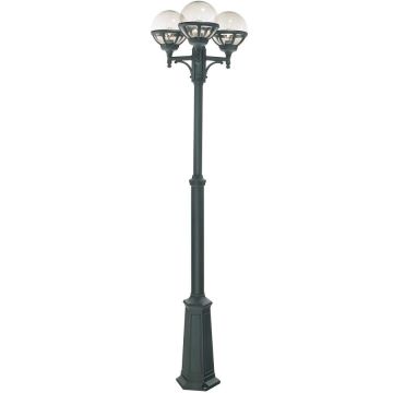 Bologna 364 lyktestolpe, høyde 165-254 cm, 3 lyktehoder, klar kuppel