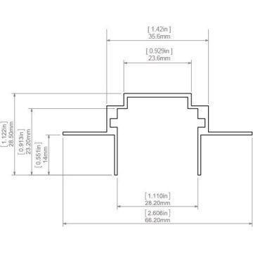 Aluminiumsprofil Teknik, 2 meter, Aluminium
