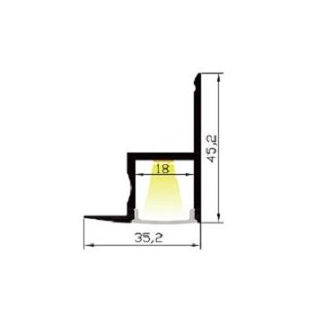 Aluminiumsprofil Capri, 2 meter, Aluminium / Frostet avdekning