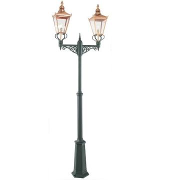 Norlys Chelsea 953 lyktestolpe, høyde 225, 315 cm, 2 lyktehoder, Kobber