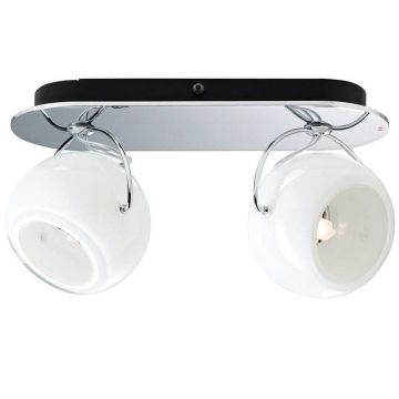 Beluga duo vegglampe/taklampe for fast montering, Opalhvitt glass