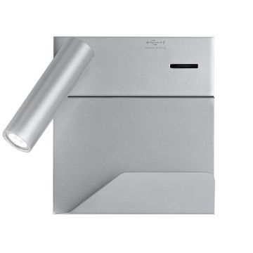 Rona vegglampe for fast montering med hylle og USB-utgang