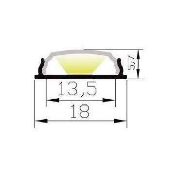 Aluminiumsprofil DIY 1806 med opalhvit avdekning, 2 meter, Bøybar