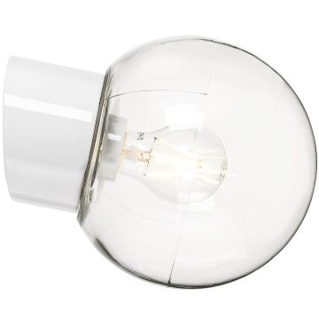 Classic Glob 180 vegglampe, E27 IP54, Klart glass