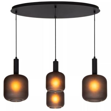 Eloise 4 klyngependel, diameter 93 cm, Røykfarget glass