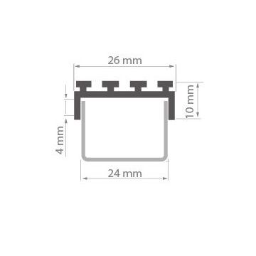 Aluminiumsprofil Giza anodisert (u/avdekning), 2 meter, Aluminium