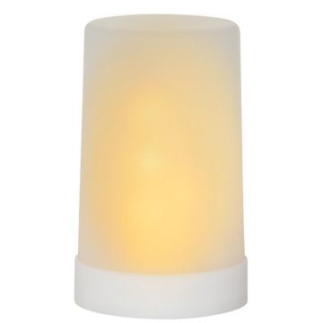 Flame Candle lykt, høyde 14 cm, bevegelig flamme, for batteri, med timer, Hvit