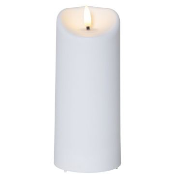 Flamme kubbelys plastikk, høyde 18 cm, for batteri, med timer, Hvit