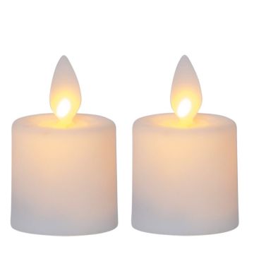 M-Twinkle kubbelys, høyde 6 cm, for batteri, med timer, pakke med 2, Hvit