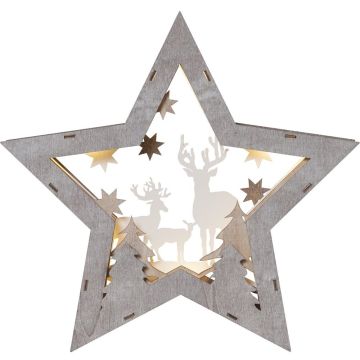 Fauna stor stjerne med reinsdyr, for batteri, høyde 32 cm, Brun