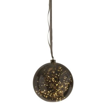 Glow glasskule diameter 20 cm, duggdråper LED (x80), Røykfarget