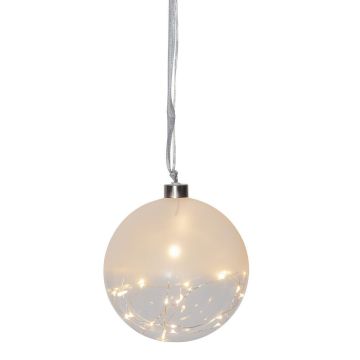 Glow glasskule diameter 15 cm, duggdråper LED (x30), Frostet/Klar