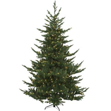 Juletre 210 cm, Brekstad, Hengslet, med LED (x800), Grønn