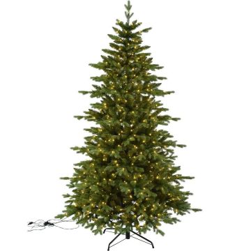 Juletre 210 cm, Larvik, Hengslet, med LED (x700), Grønn